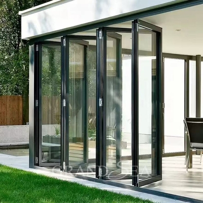 Grandsea Waterproof Hurricane Proof Aluminium Alloy Patio Glass Bi Folding Door American Bifolding Aluminum Folding Door