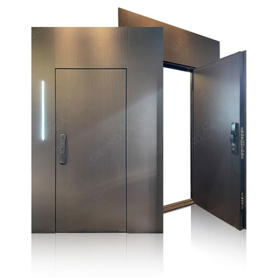 GRANDSEA Stainless Steel Solid Wood Armoured Security Door Exterior Invisible Hidden Steel Front Main Door