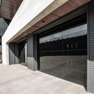 Villa Luxury 16 Ft Foot Clear Frosted Full View Aluminum Automatic Double Modern Insulated Glass Garage Door for Sale