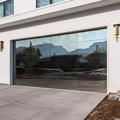 Villa Luxury 16 Ft Foot Clear Frosted Full View Aluminum Automatic Double Modern Insulated Glass Garage Door for Sale