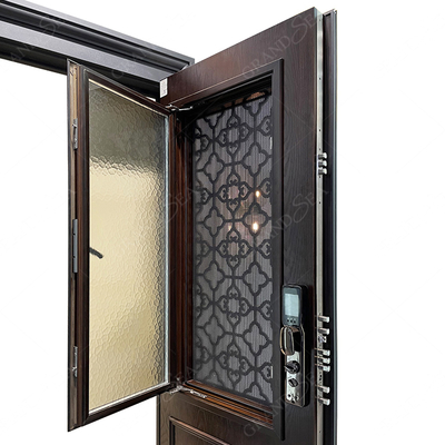 Modern Design Wooden Grain Anti-theft Door Villa Multi Lock Point Front Safety Steel Door Exterior Security Door