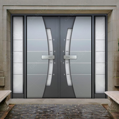 Contemporary Style Heavy Duty Burglar Proof Stainless Steel Exterior Front Main Entry Security Doors With Sidelights