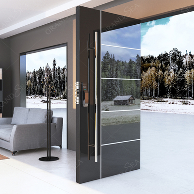 Australia Style Finished Bright Black High Glossy Color Front Flush Luxury Aluminum Security Stainless Steel Pivot Entry Door