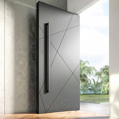 Modern Design Custom Made Wrought Iron Solid Wood Steel Pivot Entry Door with Factory Price for Residential Projects