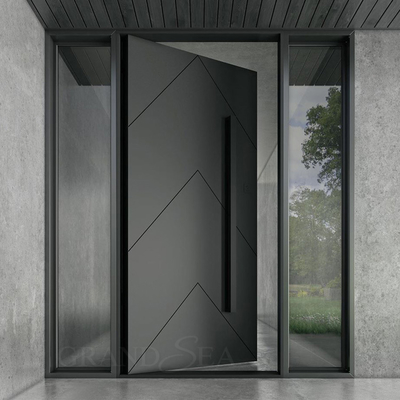 Modern Design Custom Made Wrought Iron Solid Wood Steel Pivot Entry Door with Factory Price for Residential Projects