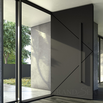 Modern Design Custom Made Wrought Iron Solid Wood Steel Pivot Entry Door with Factory Price for Residential Projects