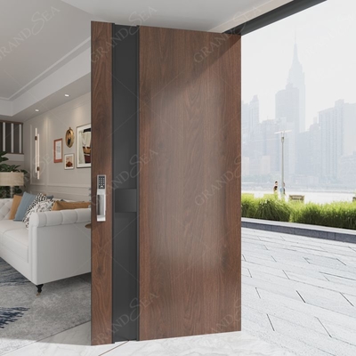 Customized Modern Entrance Security Wooden Swing Pivot Door Stainless Steel Hinge Waterproof for Front Main Entrance Villas