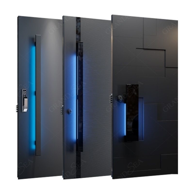 European Luxury House Front Modern Pivot Doors with Long Handle Wooden Entrance Door Modern Villa Main Door