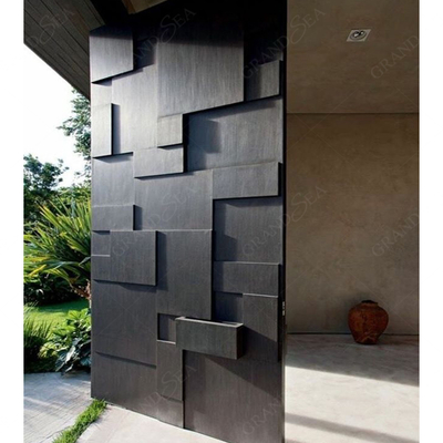 Hurricane Custom Villa Big Luxury Black Solid Wood Entry Modern Stainless Steel Front Entrance Cedar Pivot Door