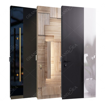 Hurricane Custom Villa Big Luxury Black Solid Wood Entry Modern Stainless Steel Front Entrance Cedar Pivot Door