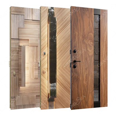 Hurricane Custom Villa Big Luxury Black Solid Wood Entry Modern Stainless Steel Front Entrance Cedar Pivot Door