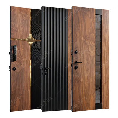 Hurricane Custom Villa Big Luxury Black Solid Wood Entry Modern Stainless Steel Front Entrance Cedar Pivot Door
