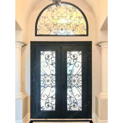 Multifunctional Fiberglass Safety Metal Wrought Iron Front Double Door on Outdoor Wrought Iron Door for Home