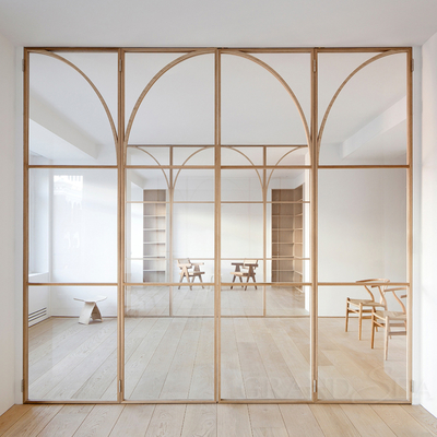 Simple Custom Interior Grill Design Living Room Double Cast Forged Wrought Steel Partition French Glass Iron Door for House