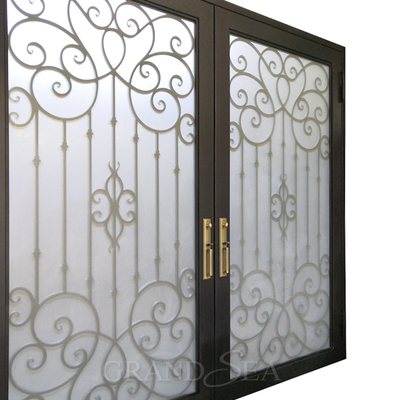 French Luxury Wholesale Security Entrance Exterior Front  Garage Wrought Iron Door with Double Door Design