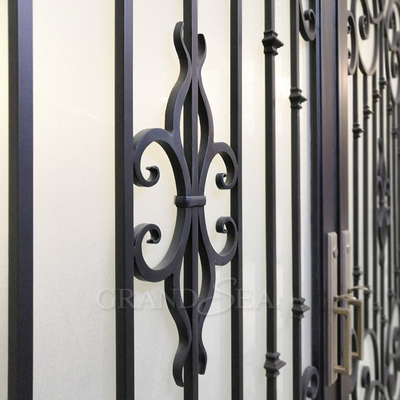 French Luxury Wholesale Security Entrance Exterior Front  Garage Wrought Iron Door with Double Door Design
