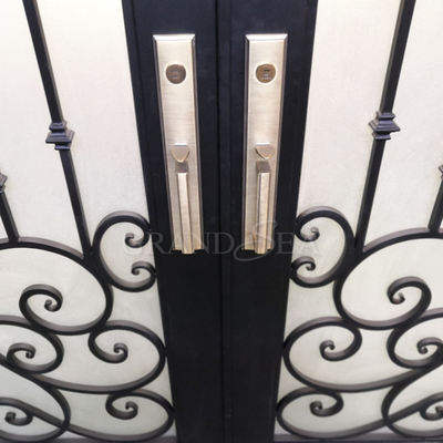 French Luxury Wholesale Security Entrance Exterior Front  Garage Wrought Iron Door with Double Door Design