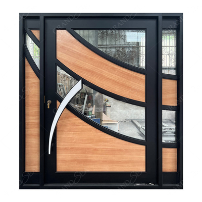 Modern Screen Custom Arches Top Exterior Front Double Entry Iron Glass Door  Villa Front Entry Iron Pivot Door