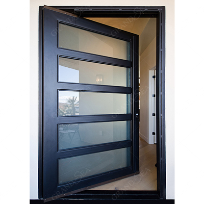Modern Screen Custom Arches Top Exterior Front Double Entry Iron Glass Door  Villa Front Entry Iron Pivot Door