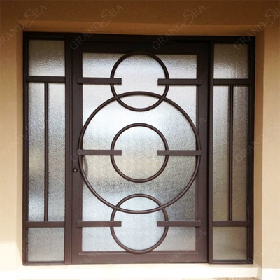 Modern Screen Custom Arches Top Exterior Front Double Entry Iron Glass Door  Villa Front Entry Iron Pivot Door