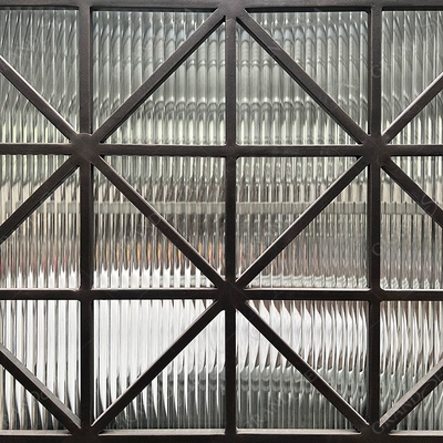 American Style Luxury Front Entry Reed Glass Black Hand Crafted Iron Doors Entrance Wrought