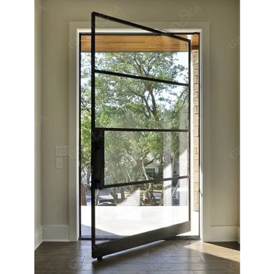 Modern Villa Residential Main Entrance Exterior Glass Steel Wrought Iron Pivot Doors Front Entry Doors
