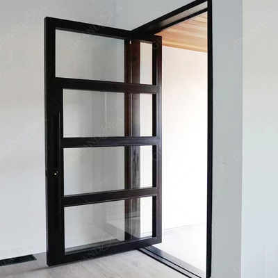 Modern Villa Residential Main Entrance Exterior Glass Steel Wrought Iron Pivot Doors Front Entry Doors