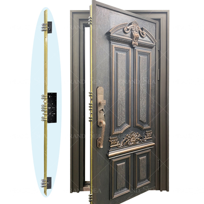 Guatemala Carved Design Cast Aluminum Low Price High Quality Main Front Security Steel Door for Commercial Buildings