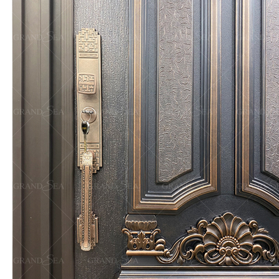 Guatemala Carved Design Cast Aluminum Low Price High Quality Main Front Security Steel Door for Commercial Buildings