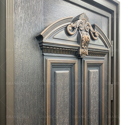 Guatemala Carved Design Cast Aluminum Low Price High Quality Main Front Security Steel Door for Commercial Buildings