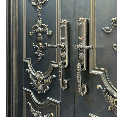 Villa Aluminum Door Stainless Steel   Security Door With Smart Lock Entrance Door  for House