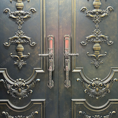 Villa Aluminum Door Stainless Steel   Security Door With Smart Lock Entrance Door  for House