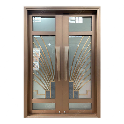 Luxury Golden Color Fashion Hotel Main Entrance Design Security Anti- Rust 304 Double Stainless Steel Entry Door
