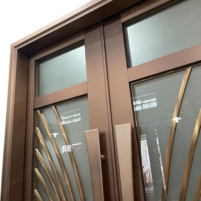 Luxury Golden Color Fashion Hotel Main Entrance Design Security Anti- Rust 304 Double Stainless Steel Entry Door