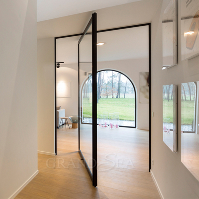 Modern Large Front Commercial Main Entrance Pivot Door Interior Low-E Glass Single Exterior Entry Aluminium Glass Pivot Doors