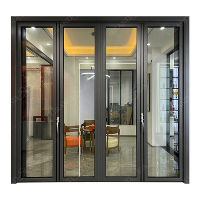 10 Year Warranty Wholesale Exterior Patio Grey Black Folding Aluminum Frame Glass 2+2 Open Bi Fold Door in China