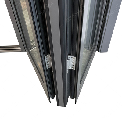 10 Year Warranty Wholesale Exterior Patio Grey Black Folding Aluminum Frame Glass 2+2 Open Bi Fold Door in China