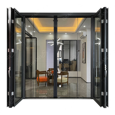 10 Year Warranty Wholesale Exterior Patio Grey Black Folding Aluminum Frame Glass 2+2 Open Bi Fold Door in China