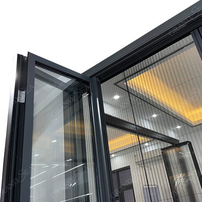 10 Year Warranty Wholesale Exterior Patio Grey Black Folding Aluminum Frame Glass 2+2 Open Bi Fold Door in China