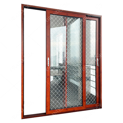 Grandsea Factory Direct High Quality Porte Wooden Grain Waterproof External Aluminum Sliding Double Tempered Glass Doors