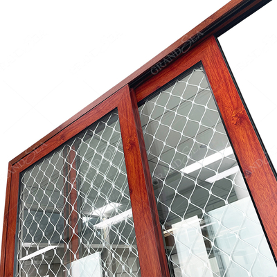 Grandsea Factory Direct High Quality Porte Wooden Grain Waterproof External Aluminum Sliding Double Tempered Glass Doors